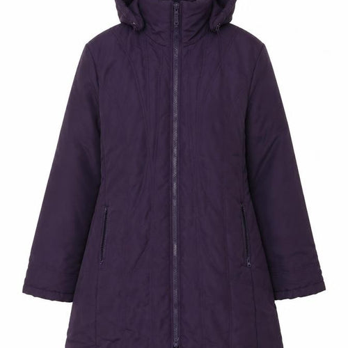 Finesse Women Purple Size 16 Long Hooded Padded Parka Coat