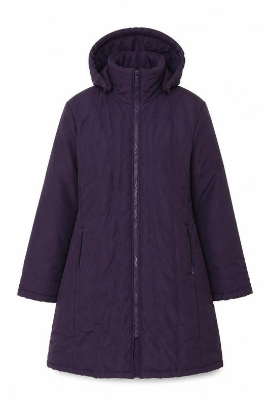 Finesse Women Purple Size 16 Long Hooded Padded Parka Coat