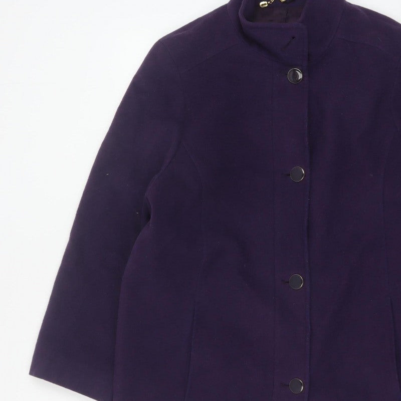 Marks and Spencer Women Purple UK 16 Wool Blend Mid-Length Overcoat