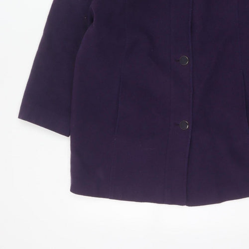 Marks and Spencer Women Purple UK 16 Wool Blend Mid-Length Overcoat