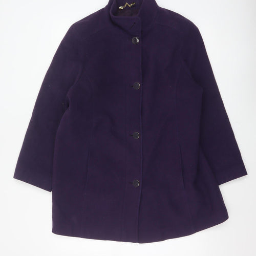 Marks and Spencer Women Purple UK 16 Wool Blend Mid-Length Overcoat