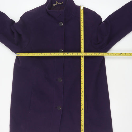 Marks and Spencer Women Purple UK 16 Wool Blend Mid-Length Overcoat