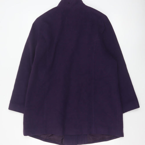 Marks and Spencer Women Purple UK 16 Wool Blend Mid-Length Overcoat