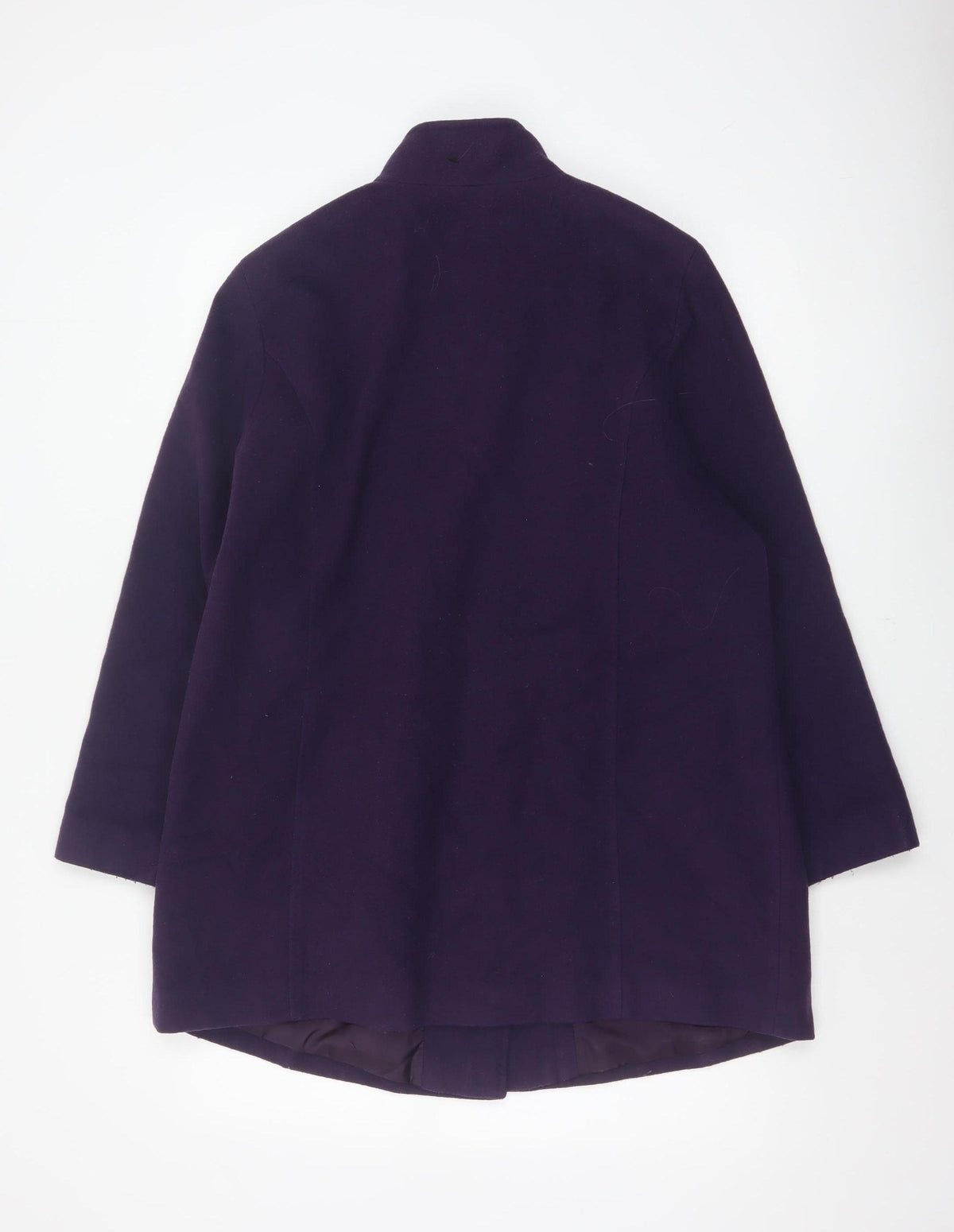 Marks and Spencer Women Purple UK 16 Wool Blend Mid-Length Overcoat