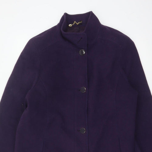Marks and Spencer Women Purple UK 16 Wool Blend Mid-Length Overcoat