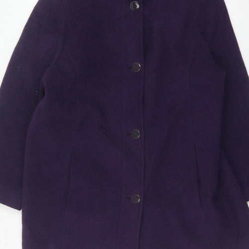 Marks and Spencer Women Purple UK 16 Wool Blend Mid-Length Overcoat