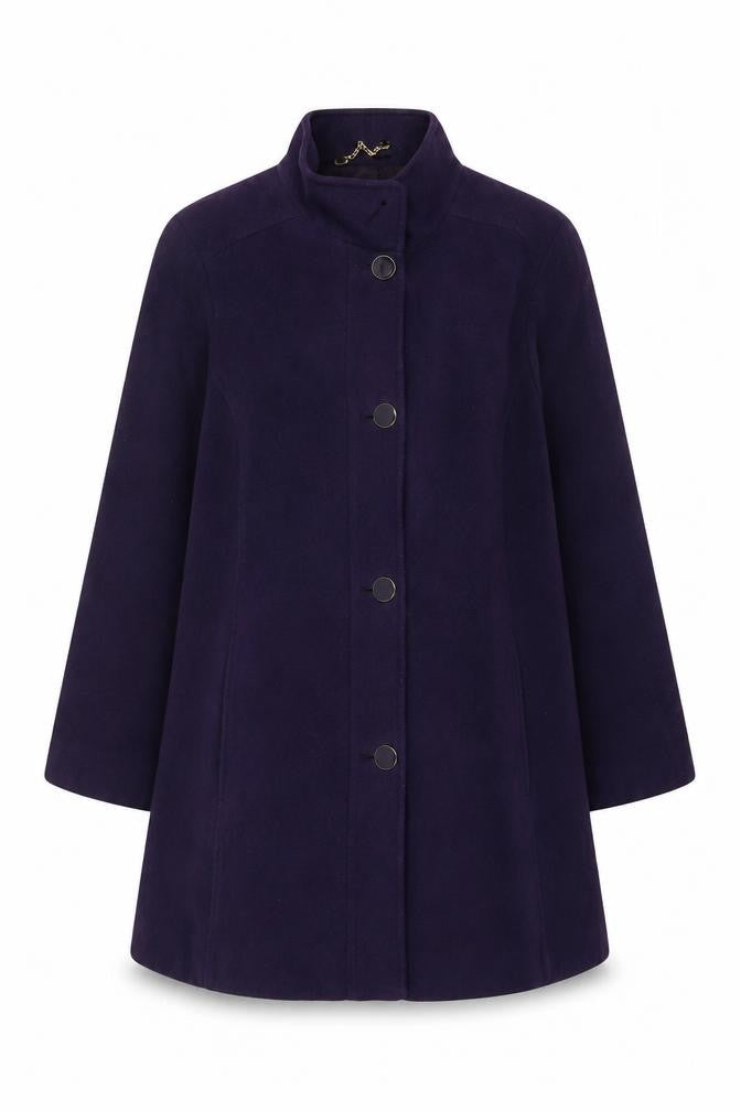Marks and Spencer Women Purple UK 16 Wool Blend Mid-Length Overcoat