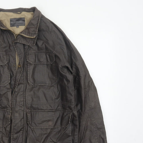 Rocha John Rocha Men’s Brown Small Military Field Jacket Linen Cotton