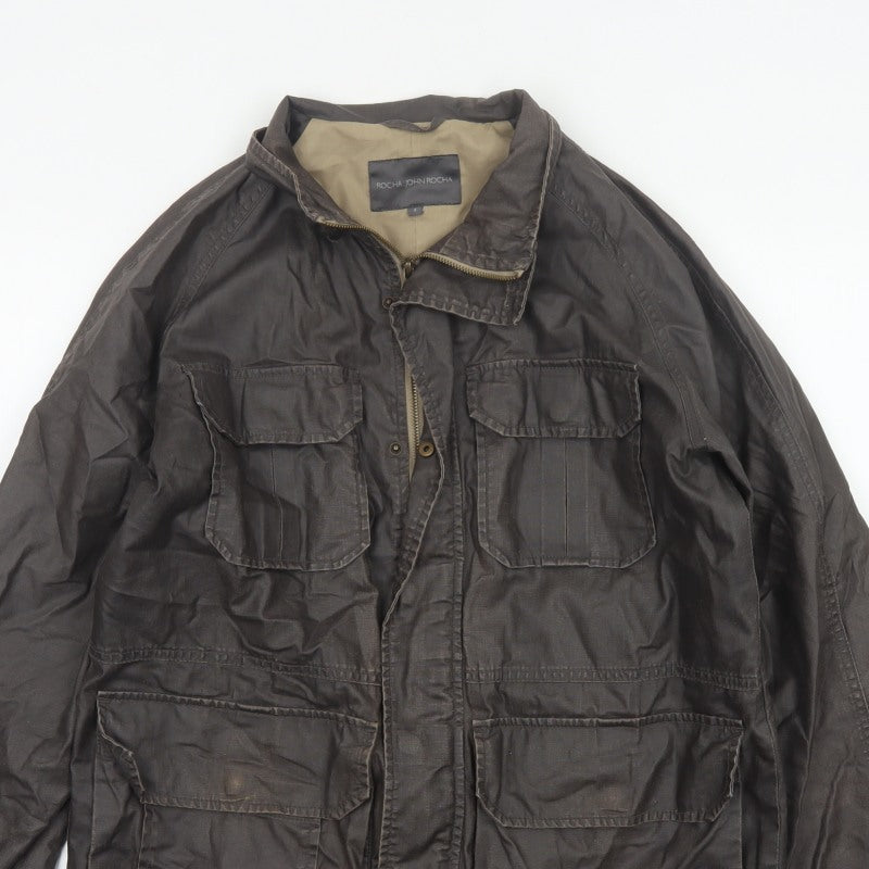 Rocha John Rocha Men’s Brown Small Military Field Jacket Linen Cotton