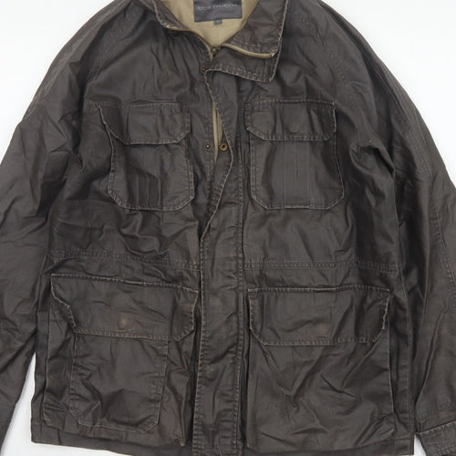 Rocha John Rocha Men’s Brown Small Military Field Jacket Linen Cotton