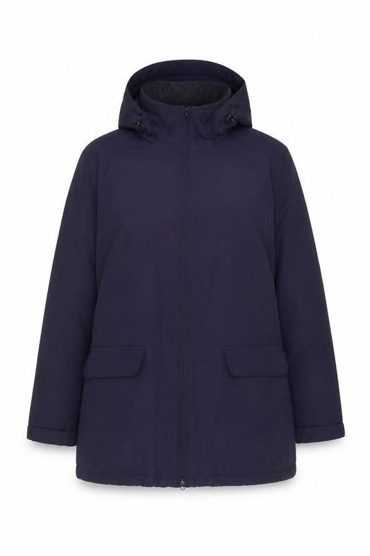 Lands' End Women's Navy UK 16 Petite Hooded Parka Jacket