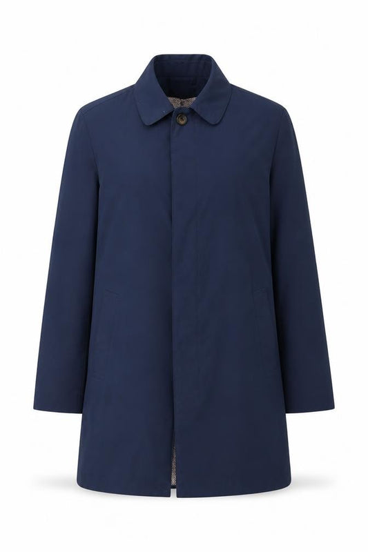 Harry Brown Women’s Blue M Long Polyester Overcoat Collared