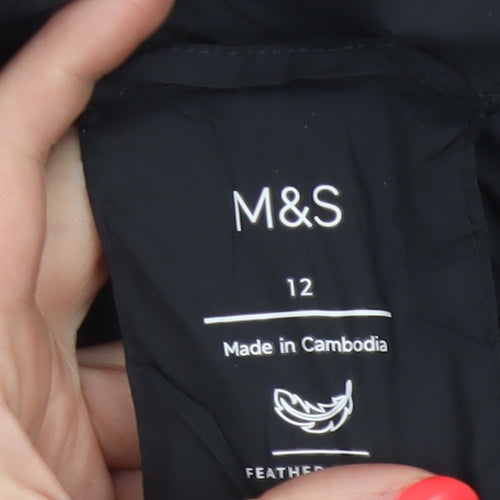 Marks and Spencer Women’s Black Size 12 Puffer Jacket Down Quilted