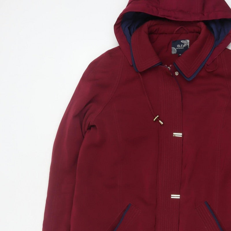 Isle Outerwear Women’s Red Size 14 Hooded Padded Parka Coat