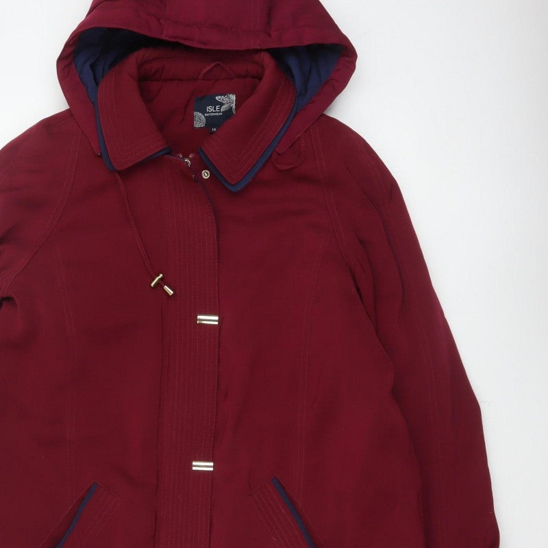 Isle Outerwear Women’s Red Size 14 Hooded Padded Parka Coat