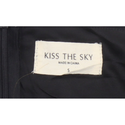 Kiss The Sky Women Black S Ruched Puff Sleeve Bodycon Party Dress