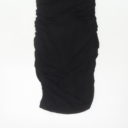 Kiss The Sky Women Black S Ruched Puff Sleeve Bodycon Party Dress