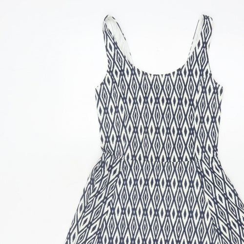 Divided H&M Women’s Blue Geometric Skater Dress UK 6 Sleeveless