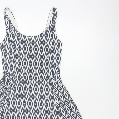 Divided H&M Women’s Blue Geometric Skater Dress UK 6 Sleeveless