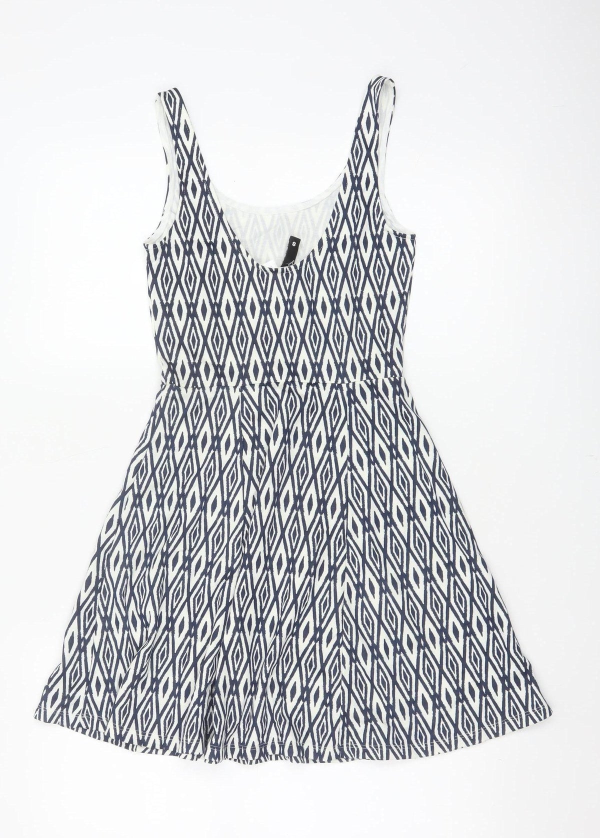 Divided H&M Women’s Blue Geometric Skater Dress UK 6 Sleeveless