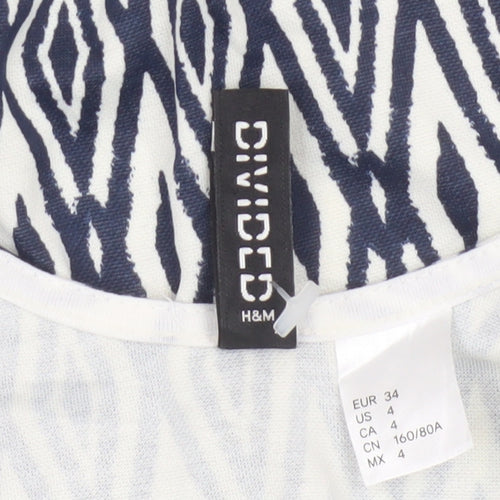 Divided H&M Women’s Blue Geometric Skater Dress UK 6 Sleeveless