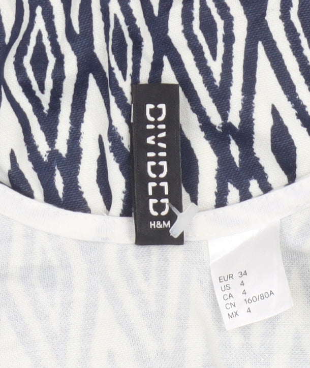 Divided H&M Women’s Blue Geometric Skater Dress UK 6 Sleeveless