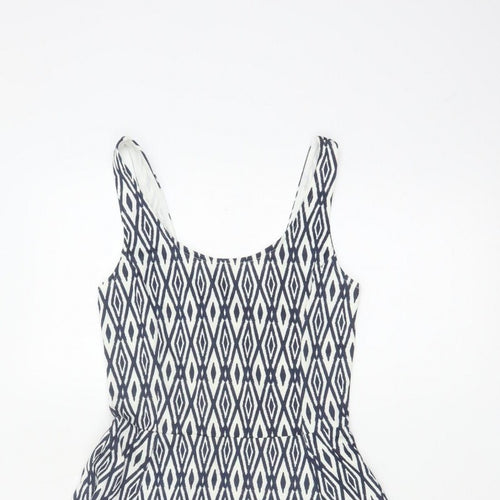 Divided H&M Women’s Blue Geometric Skater Dress UK 6 Sleeveless