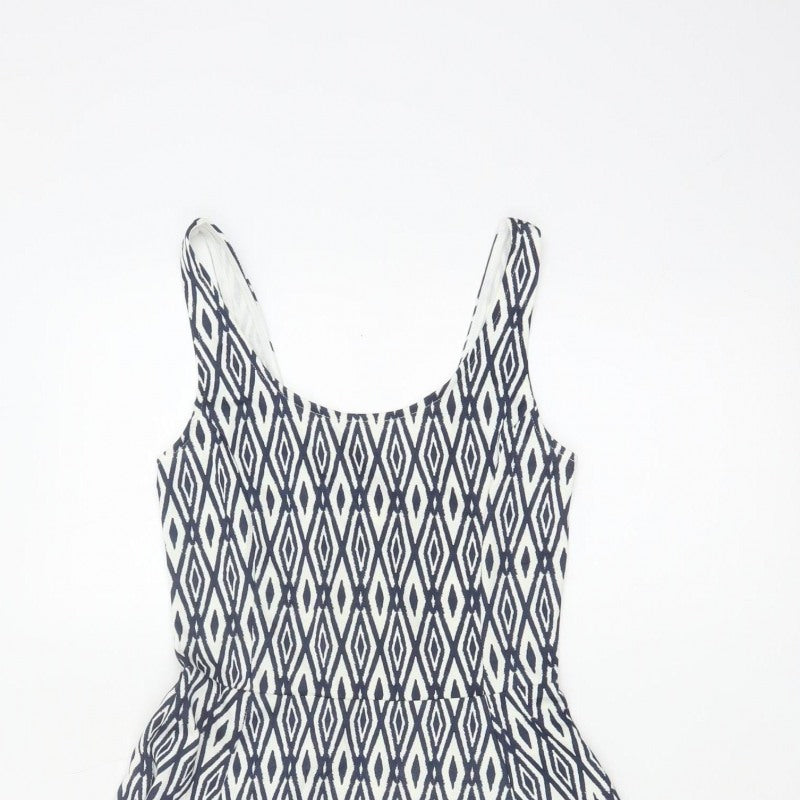 Divided H&M Women’s Blue Geometric Skater Dress UK 6 Sleeveless