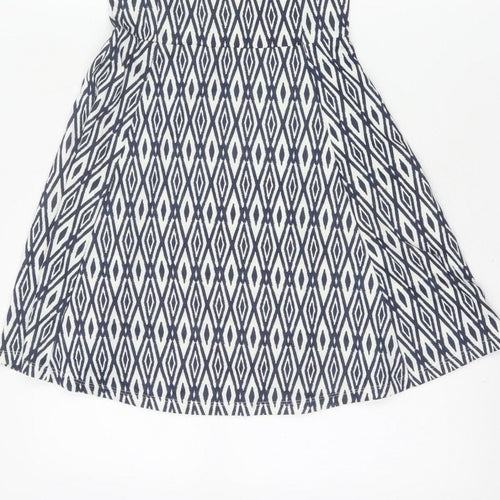 Divided H&M Women’s Blue Geometric Skater Dress UK 6 Sleeveless
