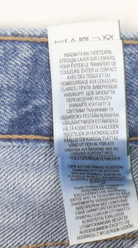M&S Women Blue UK 16 Wide Leg High Rise Cuffed Jeans