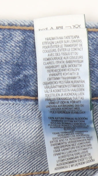 M&S Women Blue UK 16 Wide Leg High Rise Cuffed Jeans