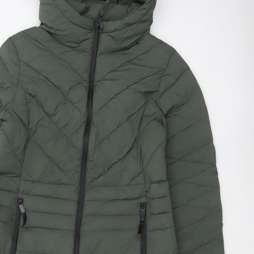 Marks & Spencer Goodmove Women Green UK 12 Long Hooded Puffer Coat