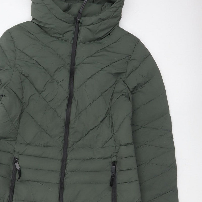 Marks & Spencer Goodmove Women Green UK 12 Long Hooded Puffer Coat