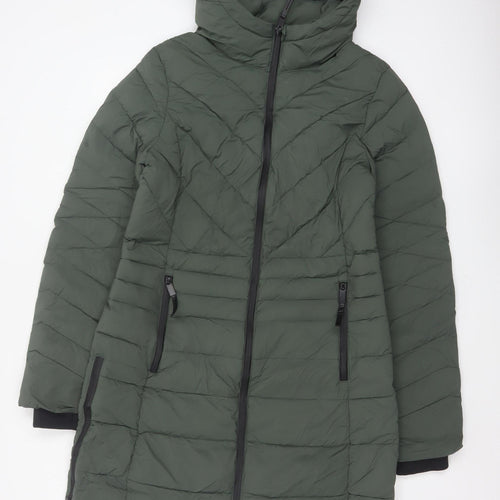 Marks & Spencer Goodmove Women Green UK 12 Long Hooded Puffer Coat