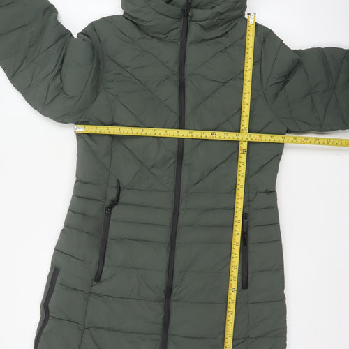 Marks & Spencer Goodmove Women Green UK 12 Long Hooded Puffer Coat