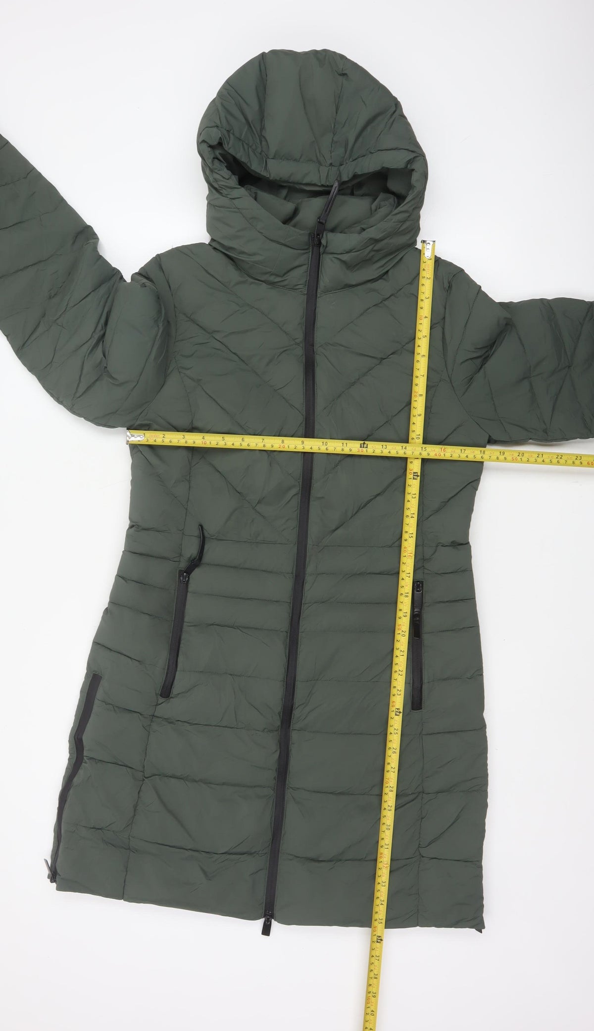 Marks & Spencer Goodmove Women Green UK 12 Long Hooded Puffer Coat
