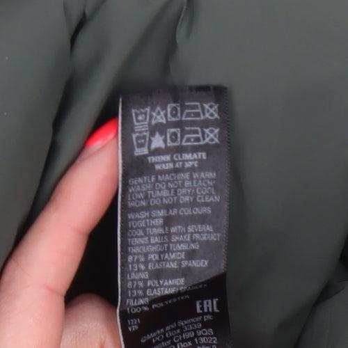 Marks & Spencer Goodmove Women Green UK 12 Long Hooded Puffer Coat