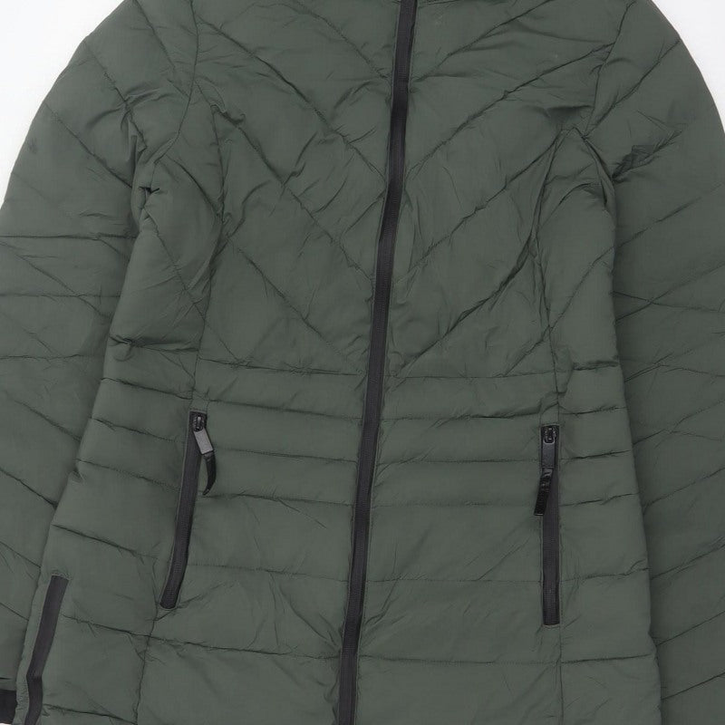 Marks & Spencer Goodmove Women Green UK 12 Long Hooded Puffer Coat