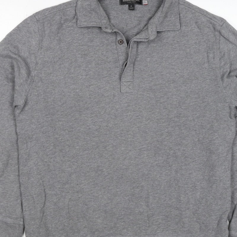 Banana Republic Men’s Grey M Collared Henley Thermal Sweatshirt