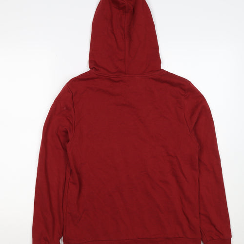 Marks Spencer Women Red UK 10 Cotton Pullover Drawstring Hoodie