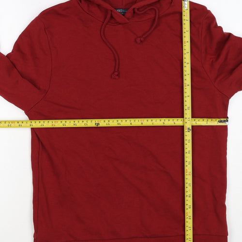 Marks Spencer Women Red UK 10 Cotton Pullover Drawstring Hoodie