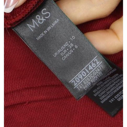 Marks Spencer Women Red UK 10 Cotton Pullover Drawstring Hoodie