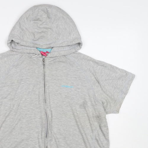 LA Gear Women’s Grey UK 18 Full Zip Hooded Short Sleeve Hoodie