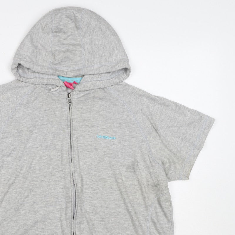 LA Gear Women’s Grey UK 18 Full Zip Hooded Short Sleeve Hoodie