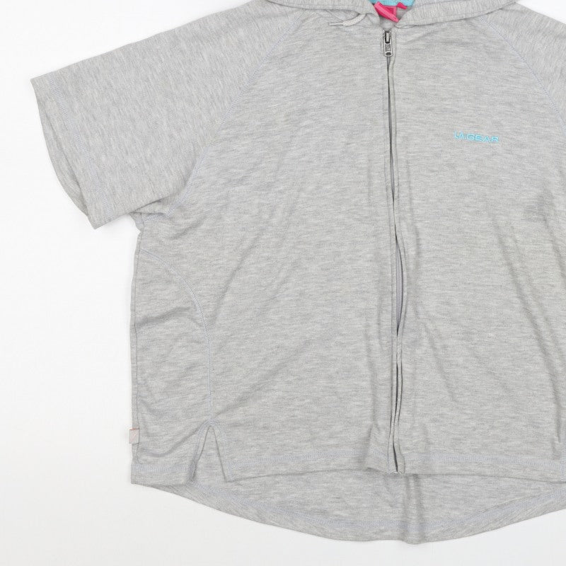 LA Gear Women’s Grey UK 18 Full Zip Hooded Short Sleeve Hoodie