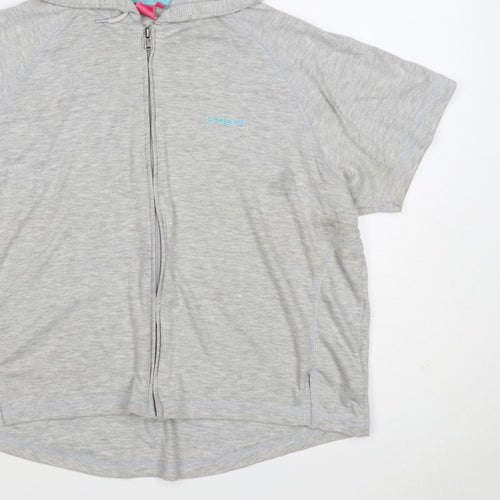 LA Gear Women’s Grey UK 18 Full Zip Hooded Short Sleeve Hoodie