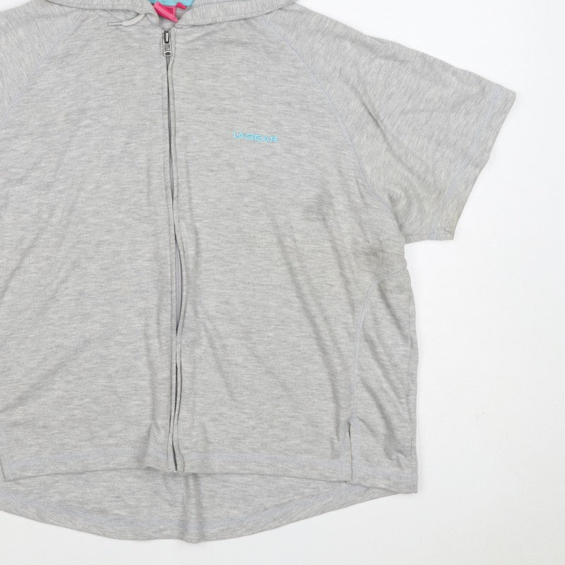 LA Gear Women’s Grey UK 18 Full Zip Hooded Short Sleeve Hoodie