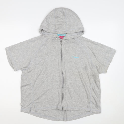 LA Gear Women’s Grey UK 18 Full Zip Hooded Short Sleeve Hoodie
