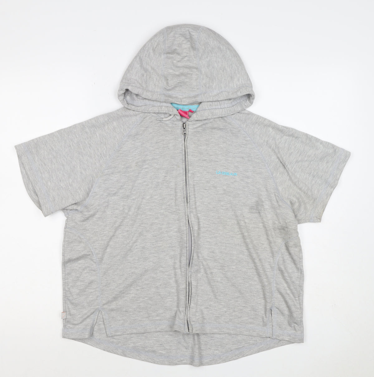 LA Gear Women’s Grey UK 18 Full Zip Hooded Short Sleeve Hoodie