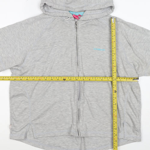 LA Gear Women’s Grey UK 18 Full Zip Hooded Short Sleeve Hoodie
